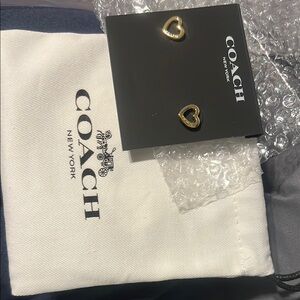 Coach Gold-Tone Heart Stud Earrings